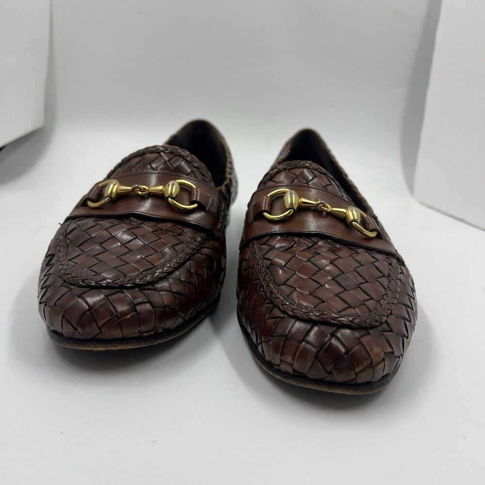 VTG Shoes Cole Haan Bragano Italy Brown Woven Leather Loafers Slip-On Men's 11 - Picture 2 of 11